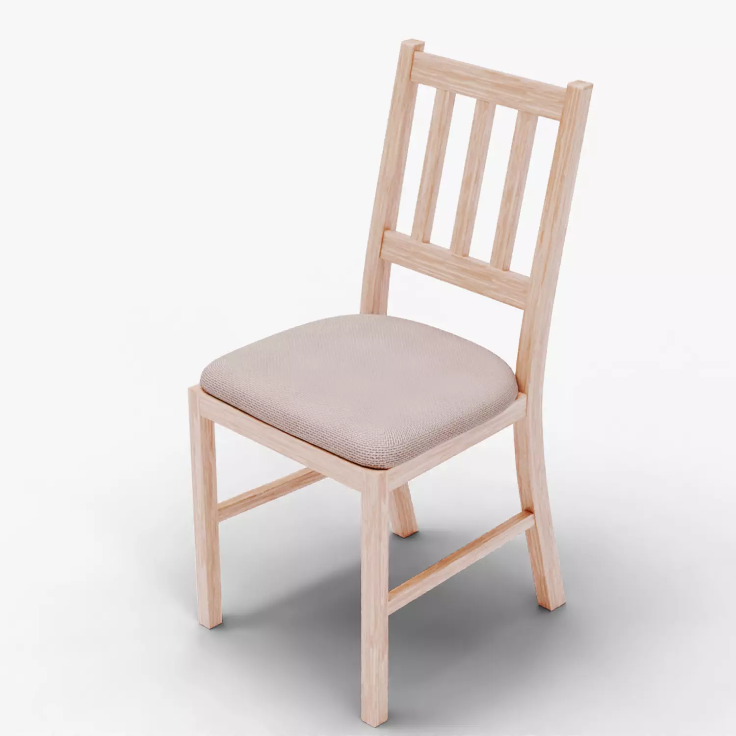 Realistic Wooden Chair with Soft Cushion Low-poly 3D model_12