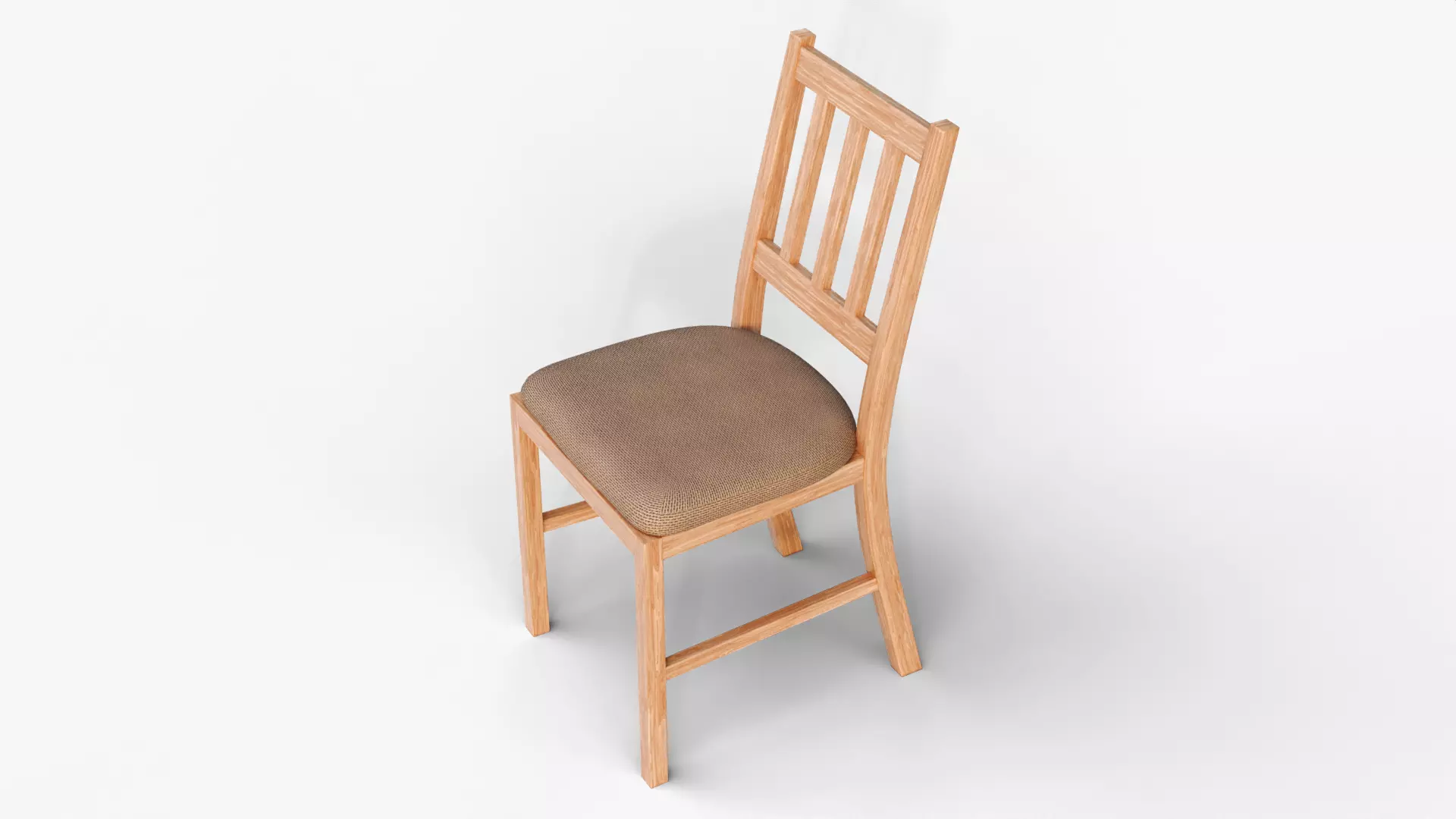 Realistic Wooden Chair with Soft Cushion Low-poly 3D model_0