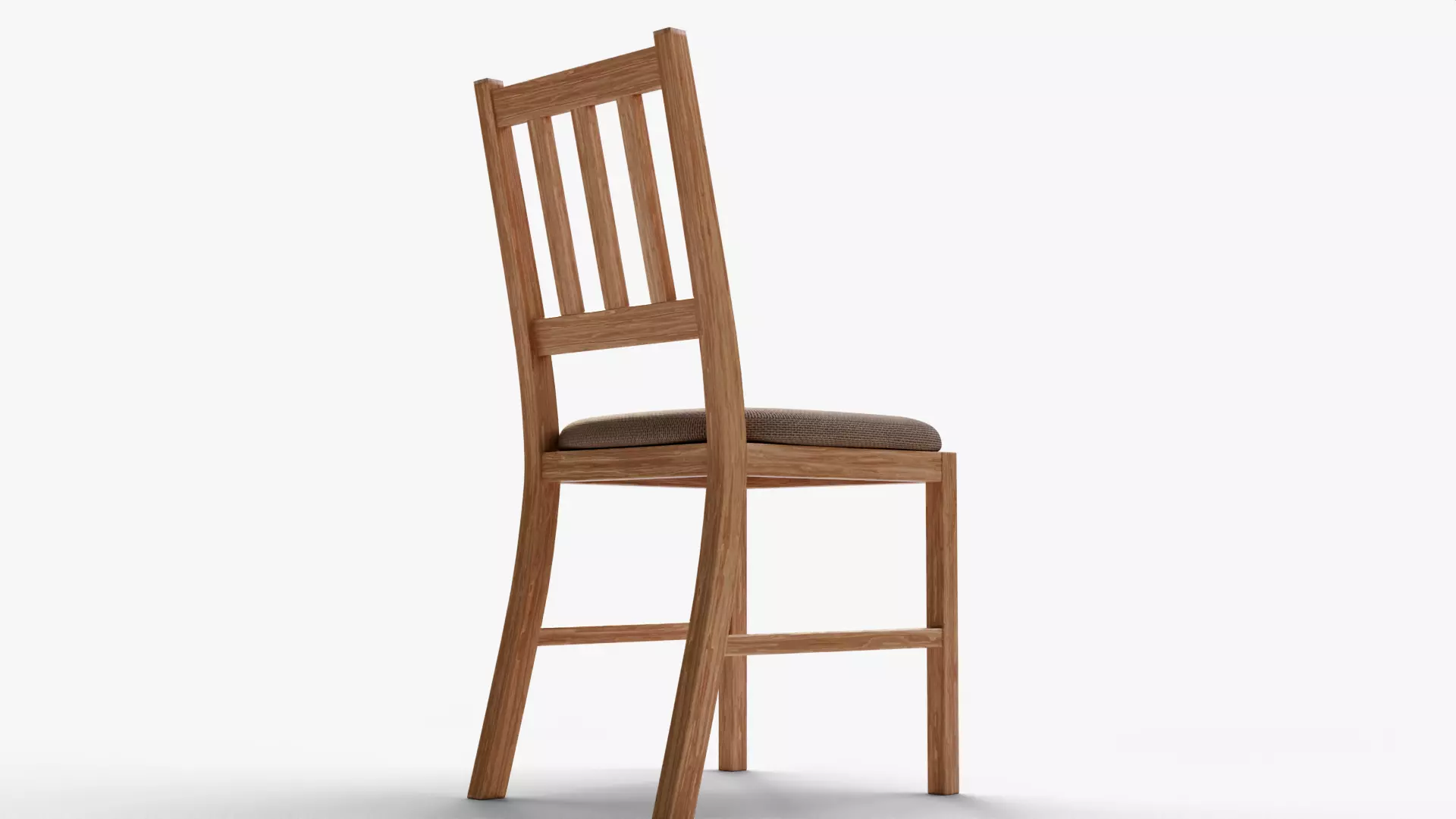 Realistic Wooden Chair with Soft Cushion Low-poly 3D model_8