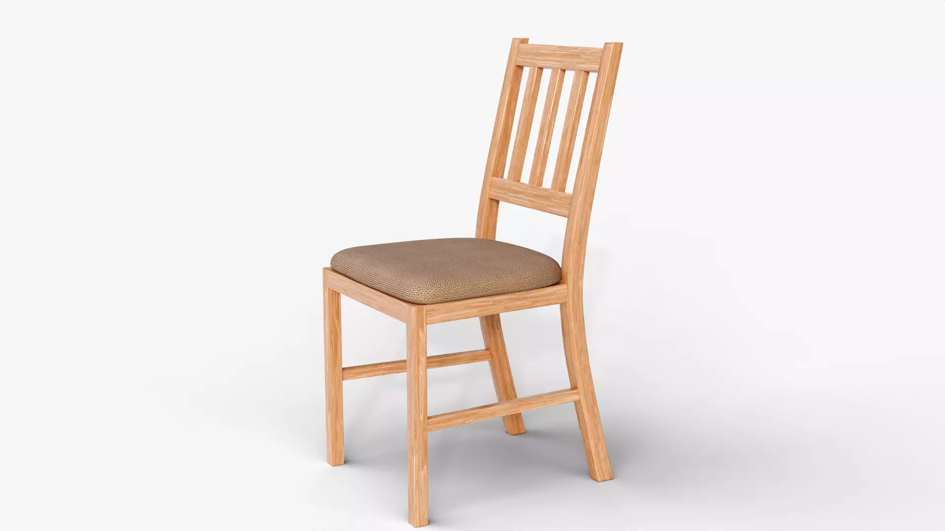 Realistic Wooden Chair with Soft Cushion Low-poly 3D model_9
