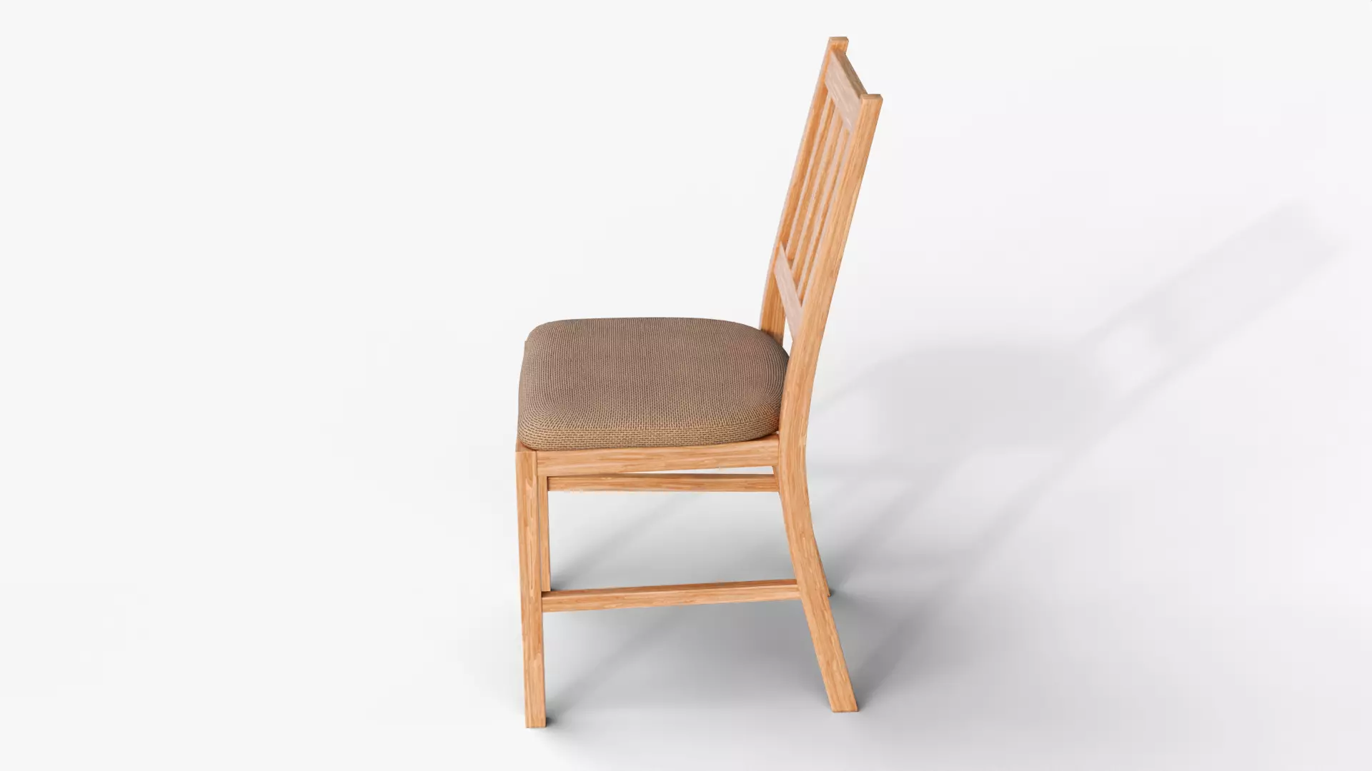 Realistic Wooden Chair with Soft Cushion Low-poly 3D model_5
