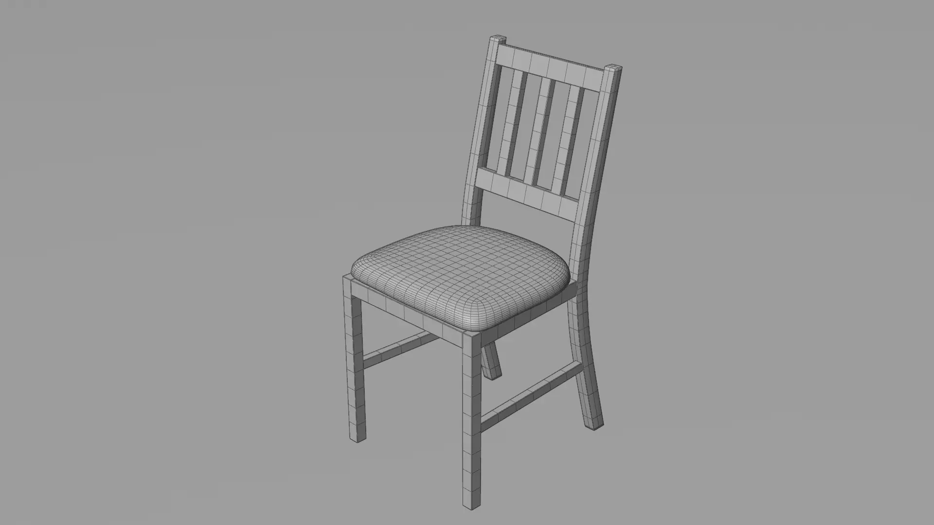 Realistic Wooden Chair with Soft Cushion Low-poly 3D model_11