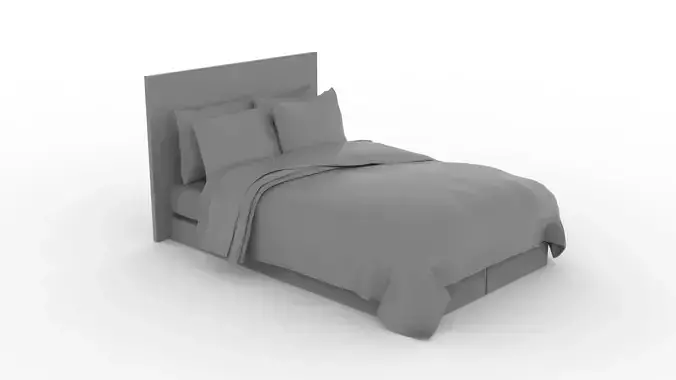 Bed Pillow Mattress Bedsheet Low-poly 3D model