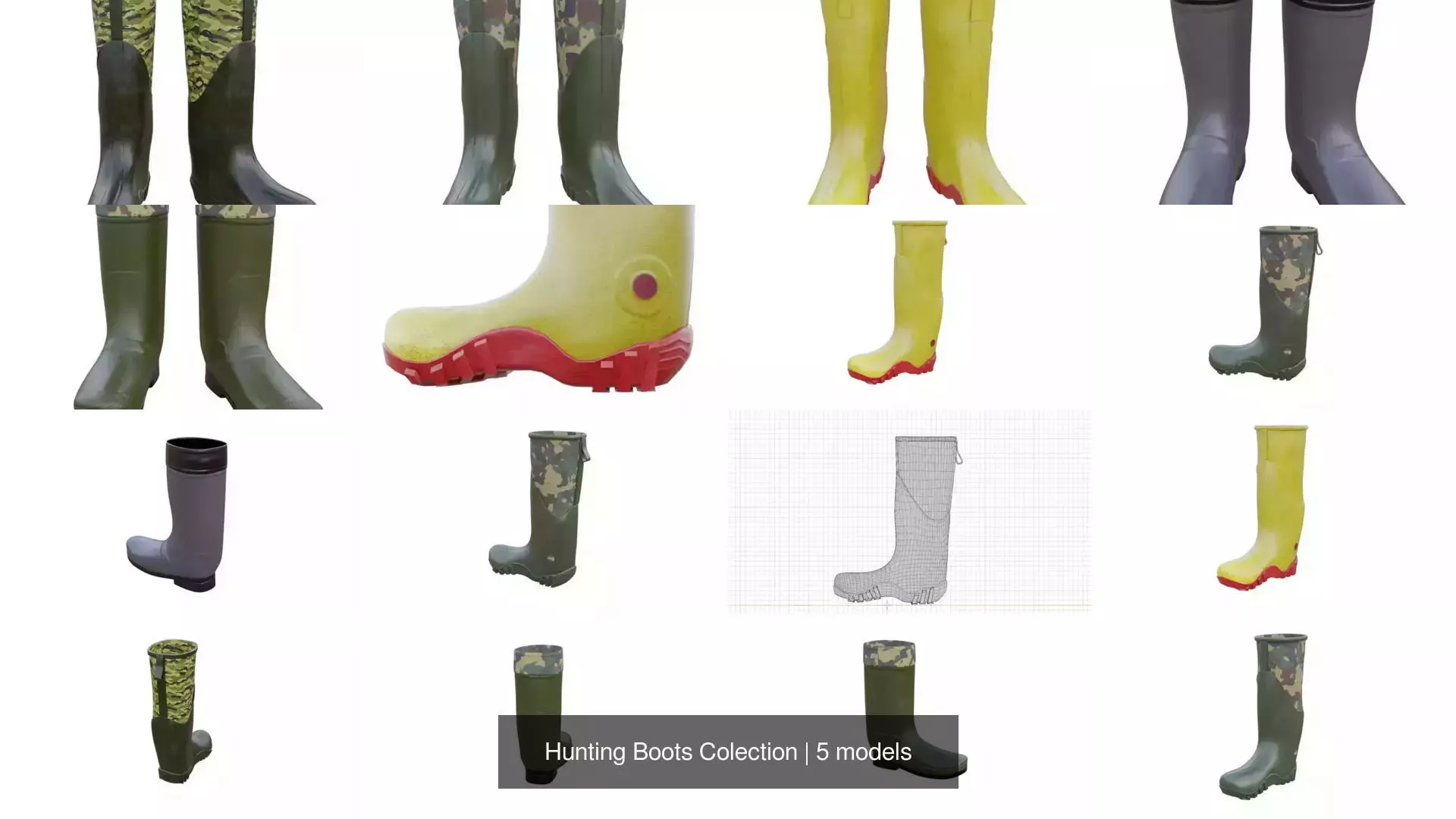Hunting Boots Colection 3D Model Collection_1