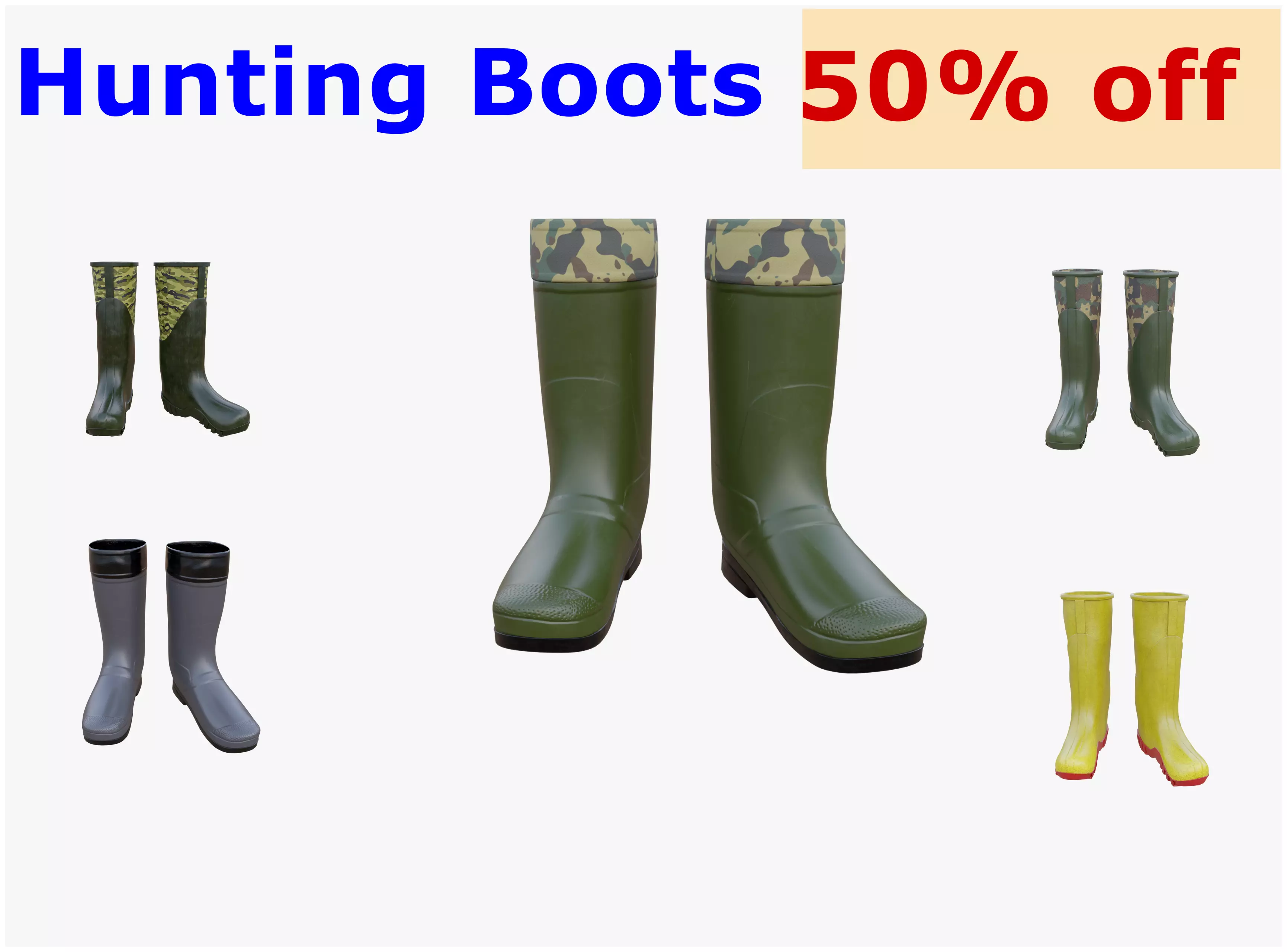 Hunting Boots Colection 3D Model Collection_0