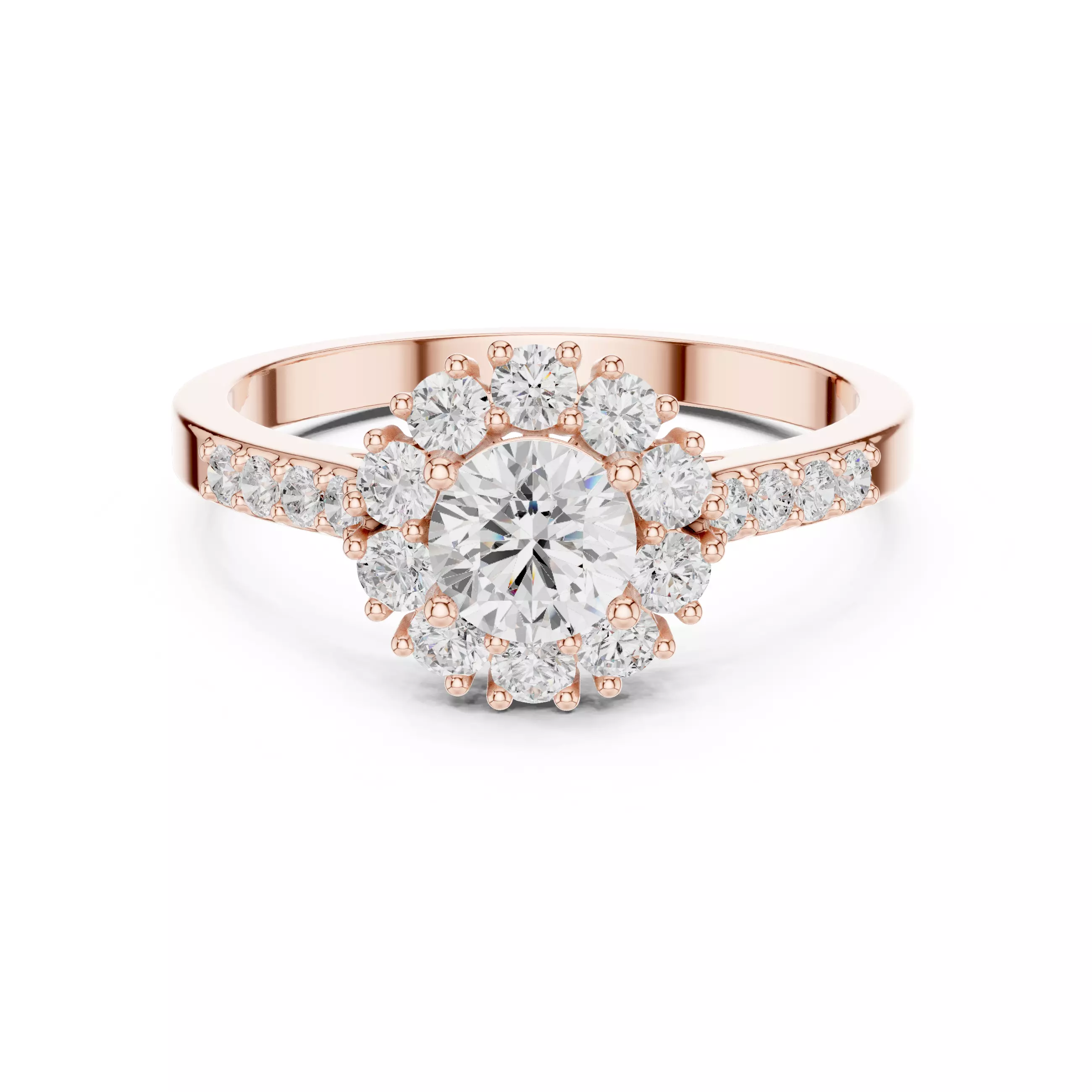 Round Cut Halo Cluster Diamond Wedding Ring 3DM STL Video 3D print model