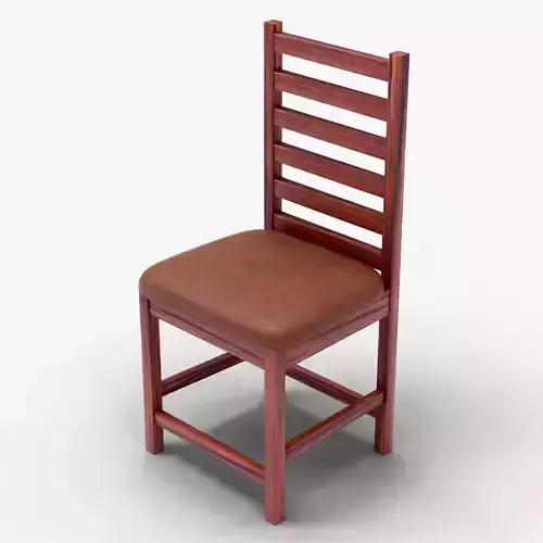 Realistic Wooden Chair with Leather Cushion Interior Design  Low-poly 3D model