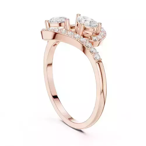 Pear Cut Diamond Bypass Engagement Wedding Ring 3DM STL Video