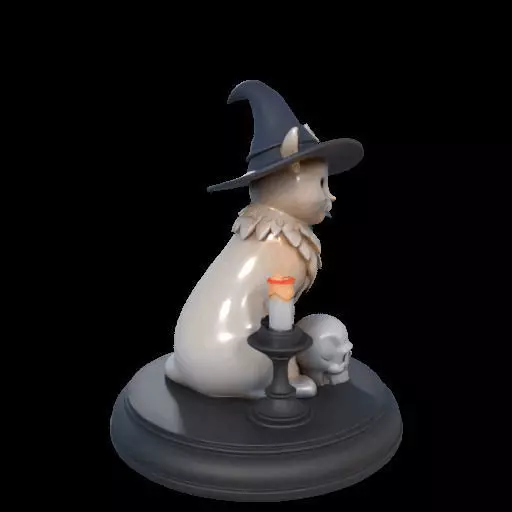 2000 Witch Cat Composition Skull Raven Candleholder 3D print model_28