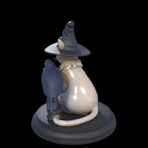 2000 Witch Cat Composition Skull Raven Candleholder 3D print model_13