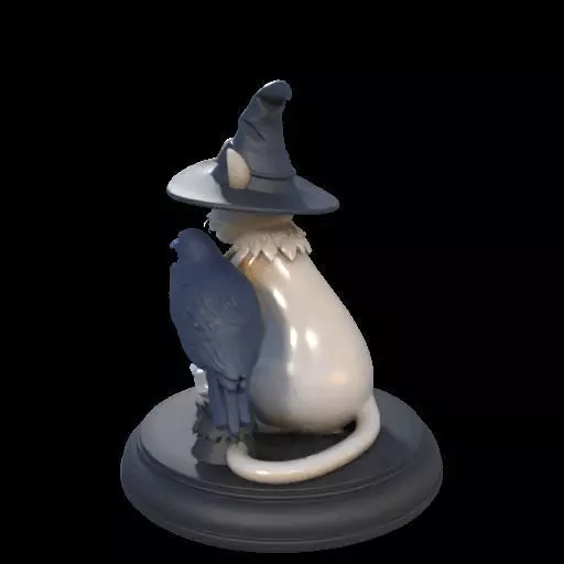 2000 Witch Cat Composition Skull Raven Candleholder 3D print model_14