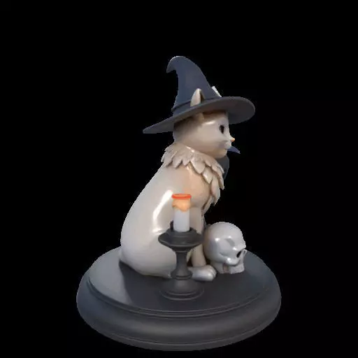 2000 Witch Cat Composition Skull Raven Candleholder 3D print model_27
