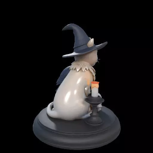 2000 Witch Cat Composition Skull Raven Candleholder 3D print model_2