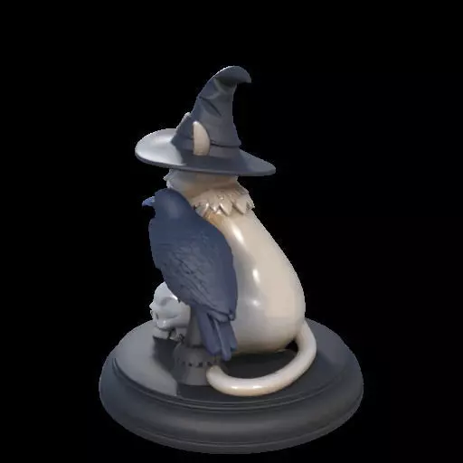 2000 Witch Cat Composition Skull Raven Candleholder 3D print model_15