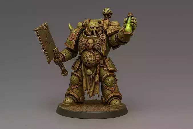 Plague Champion  Death Guard WarHammer Miniature Boss 3D print model