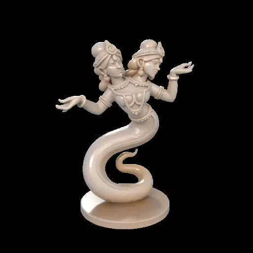 2001 Ivory Twin Headed Serpent Dancer Indian Style 3D print model_1
