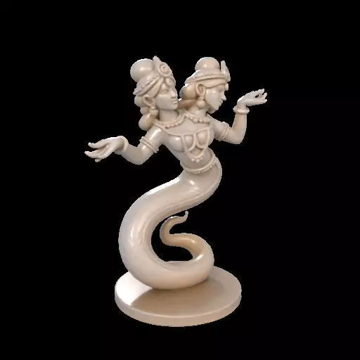 2001 Ivory Twin Headed Serpent Dancer Indian Style 3D print model_12