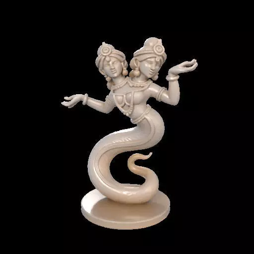 2001 Ivory Twin Headed Serpent Dancer Indian Style 3D print model_21