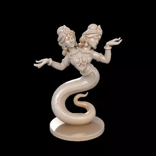 2001 Ivory Twin Headed Serpent Dancer Indian Style 3D print model_0