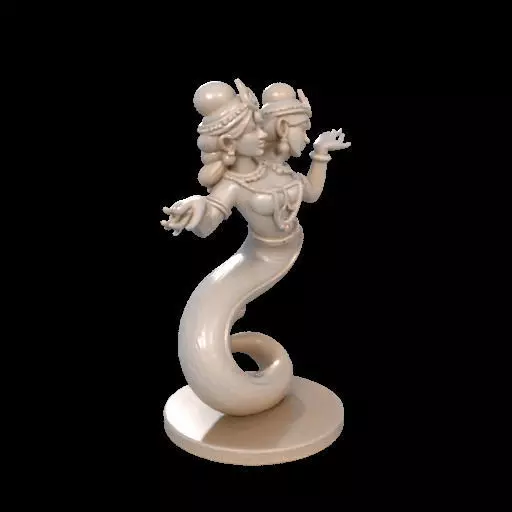 2001 Ivory Twin Headed Serpent Dancer Indian Style 3D print model_24