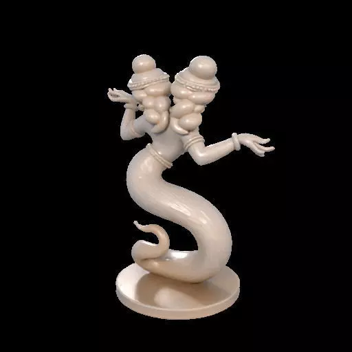 2001 Ivory Twin Headed Serpent Dancer Indian Style 3D print model_4