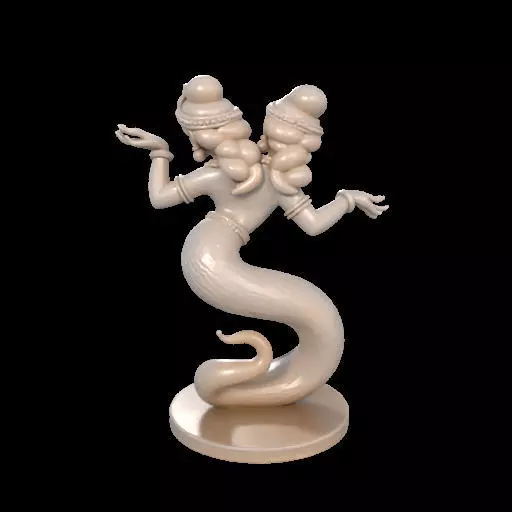 2001 Ivory Twin Headed Serpent Dancer Indian Style 3D print model_7