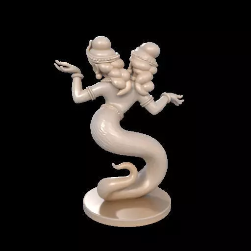 2001 Ivory Twin Headed Serpent Dancer Indian Style 3D print model_8