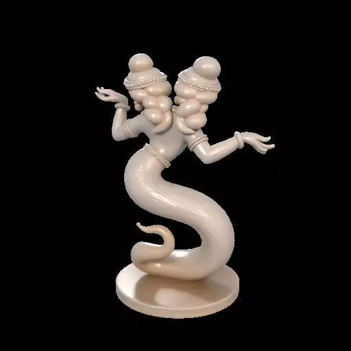 2001 Ivory Twin Headed Serpent Dancer Indian Style 3D print model_5