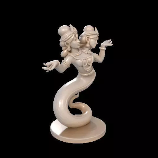 2001 Ivory Twin Headed Serpent Dancer Indian Style 3D print model_23