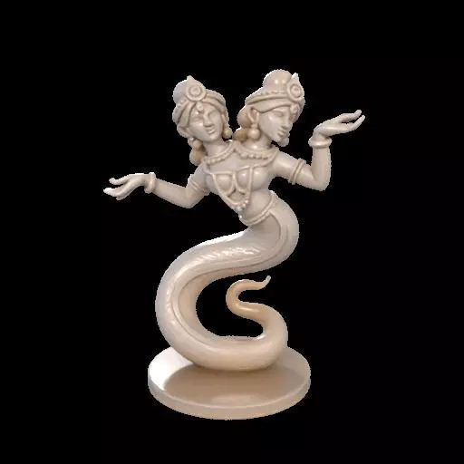2001 Ivory Twin Headed Serpent Dancer Indian Style 3D print model_22
