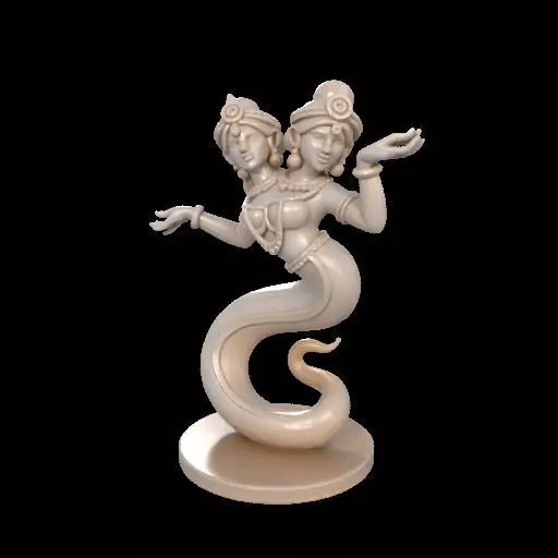 2001 Ivory Twin Headed Serpent Dancer Indian Style 3D print model_20
