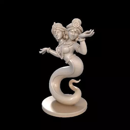 2001 Ivory Twin Headed Serpent Dancer Indian Style 3D print model_19