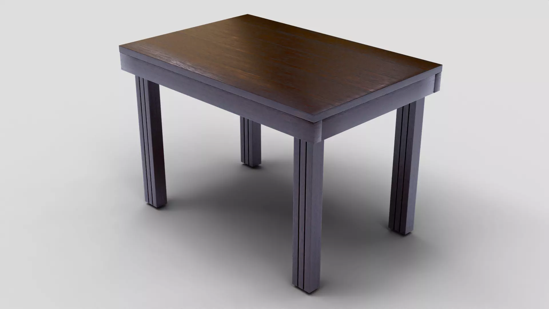 Dark Wooden Dining Table 3D Model With Elegant Furniture Low-poly 3D model_2