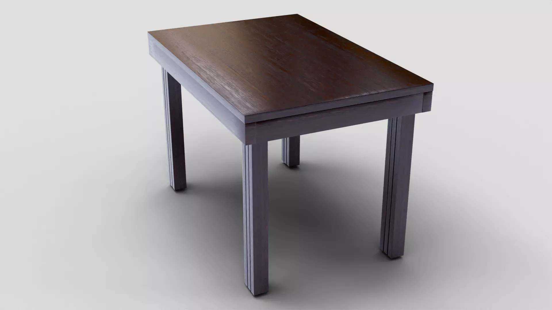 Dark Wooden Dining Table 3D Model With Elegant Furniture Low-poly 3D model_4