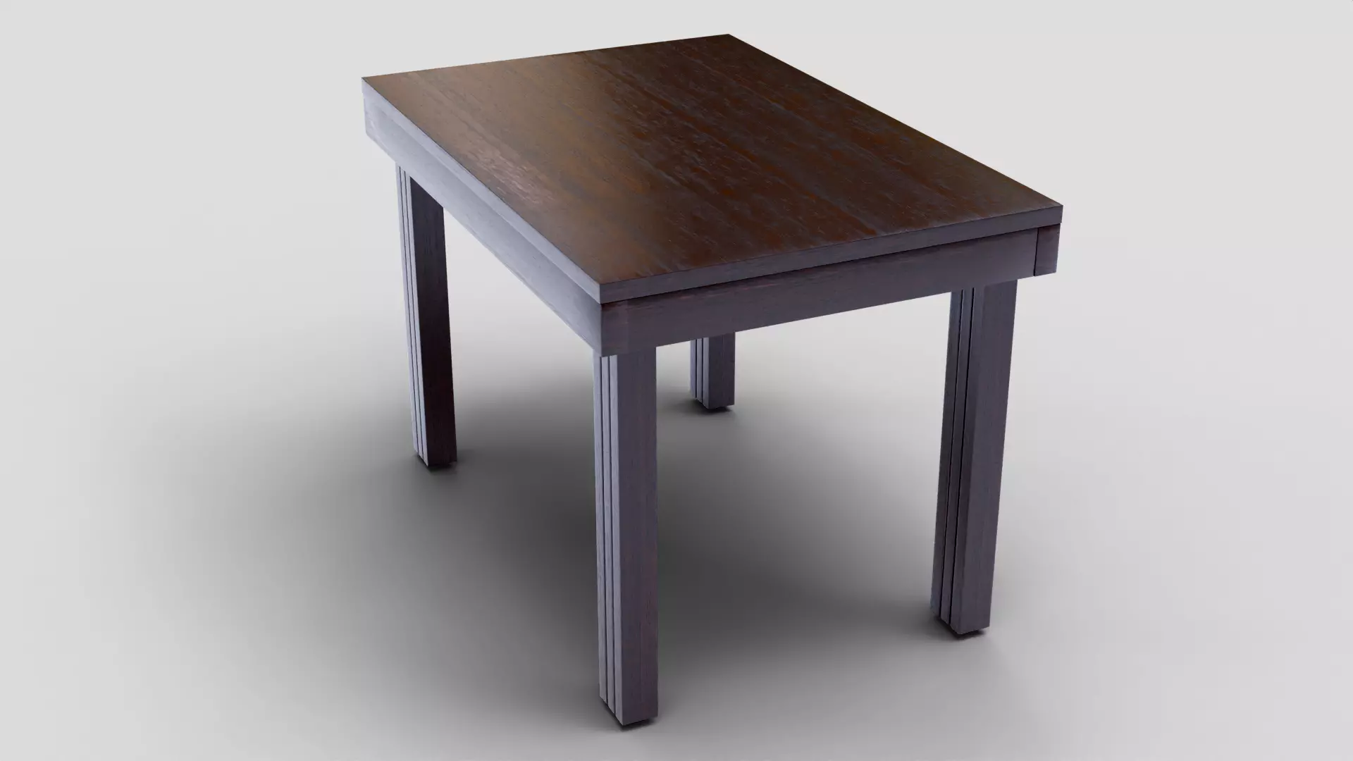 Dark Wooden Dining Table 3D Model With Elegant Furniture Low-poly 3D model_3