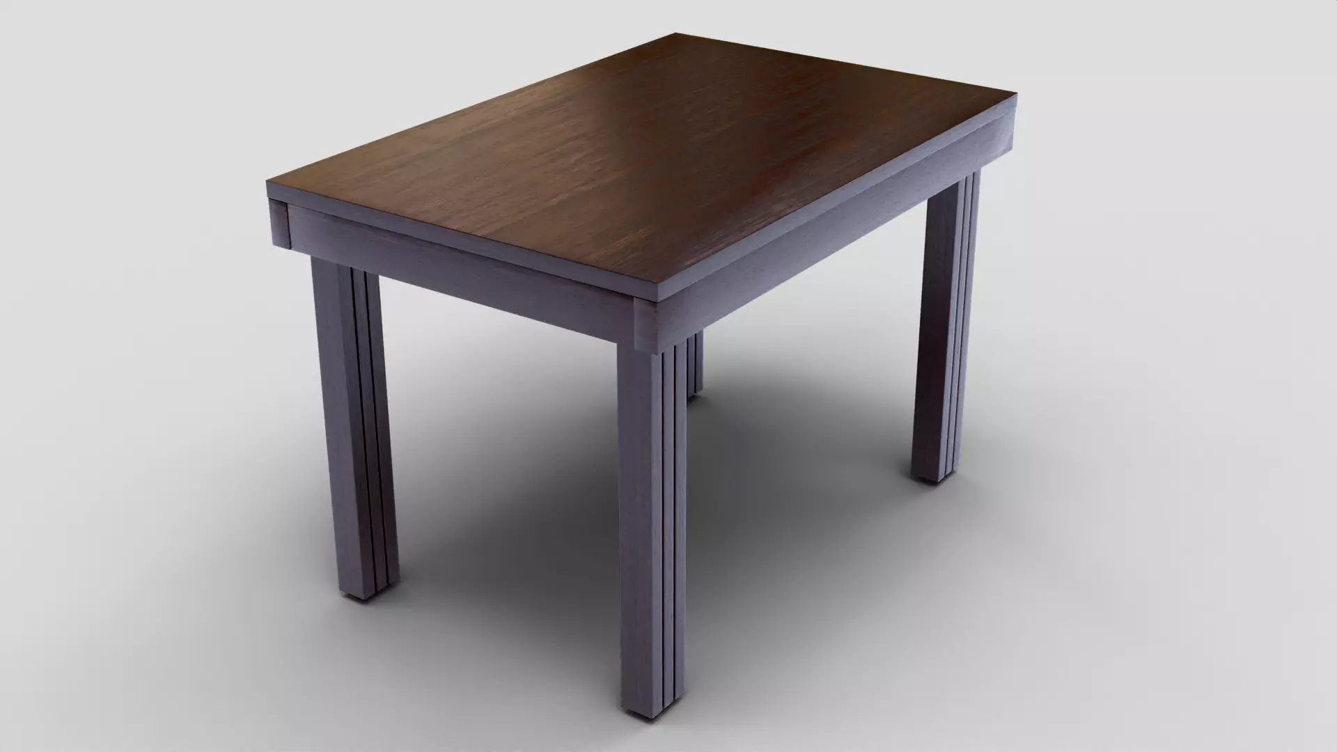 Dark Wooden Dining Table 3D Model With Elegant Furniture Low-poly 3D model_5