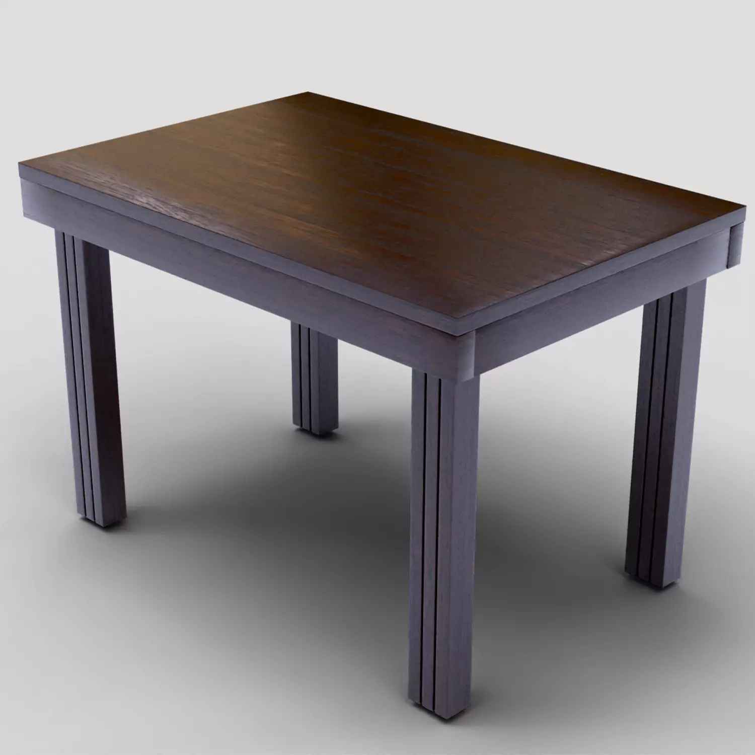 Dark Wooden Dining Table 3D Model With Elegant Furniture Low-poly 3D model_0