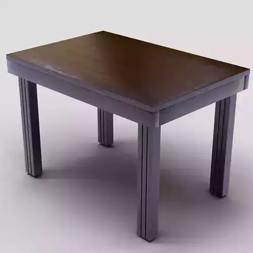 Dark Wooden Dining Table 3D Model With Elegant Furniture Low-poly 3D model