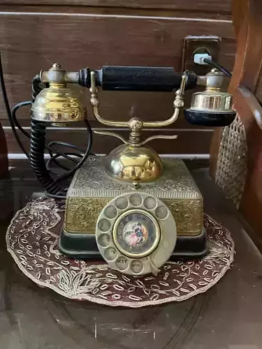 Vintage Brass Rotary Telephone 3D Model