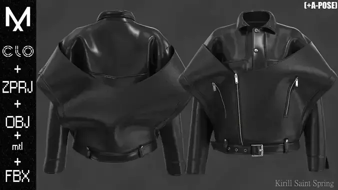 Leather Jacket Female Marvelous designer Clo3d OBJ mtl FBX ZPRJ 