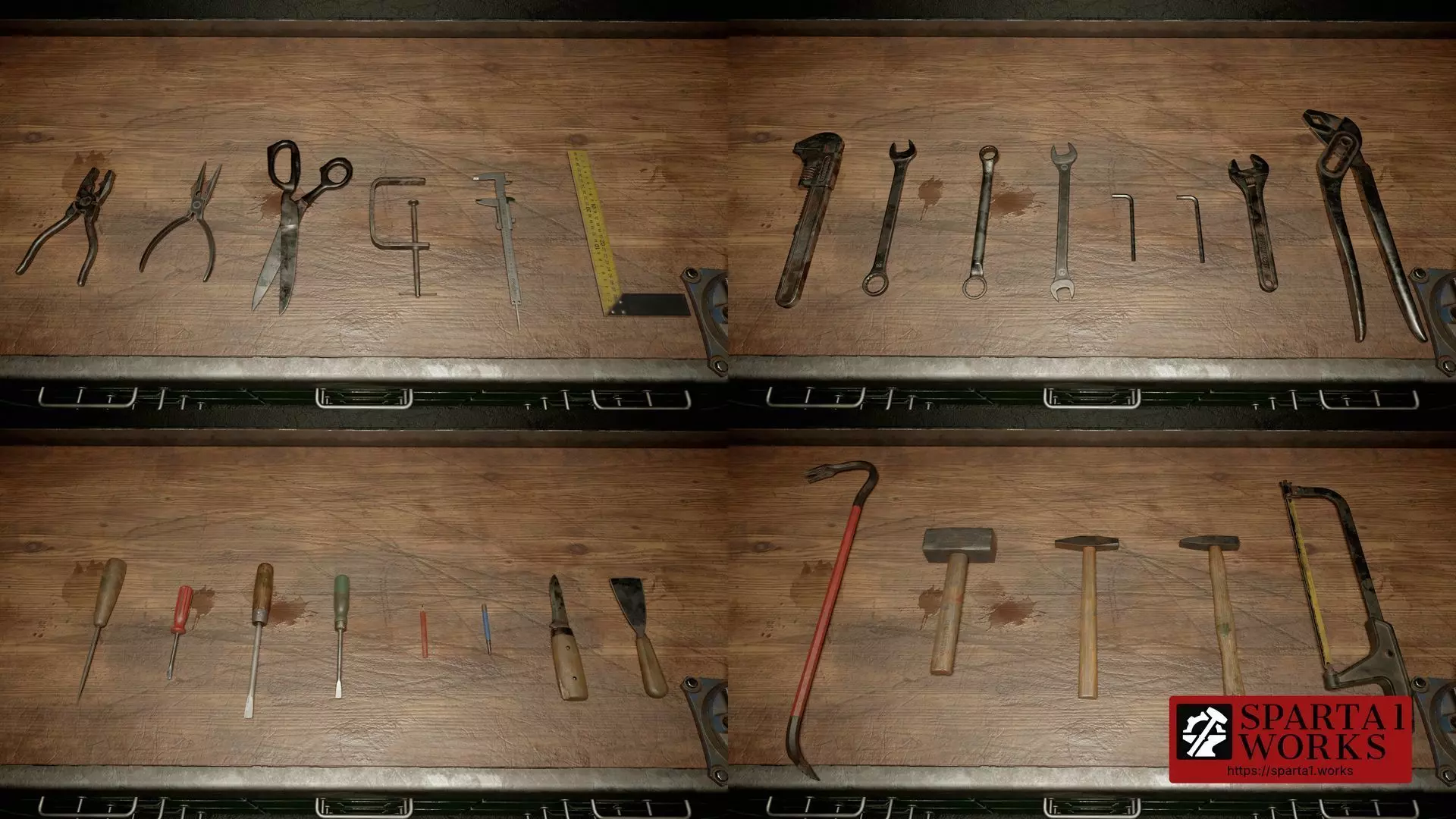 Old Toolbox - 33 tools asset pack Low-poly 3D model_5