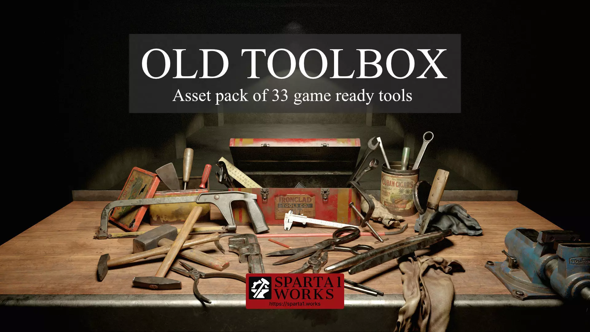 Old Toolbox - 33 tools asset pack Low-poly 3D model_0