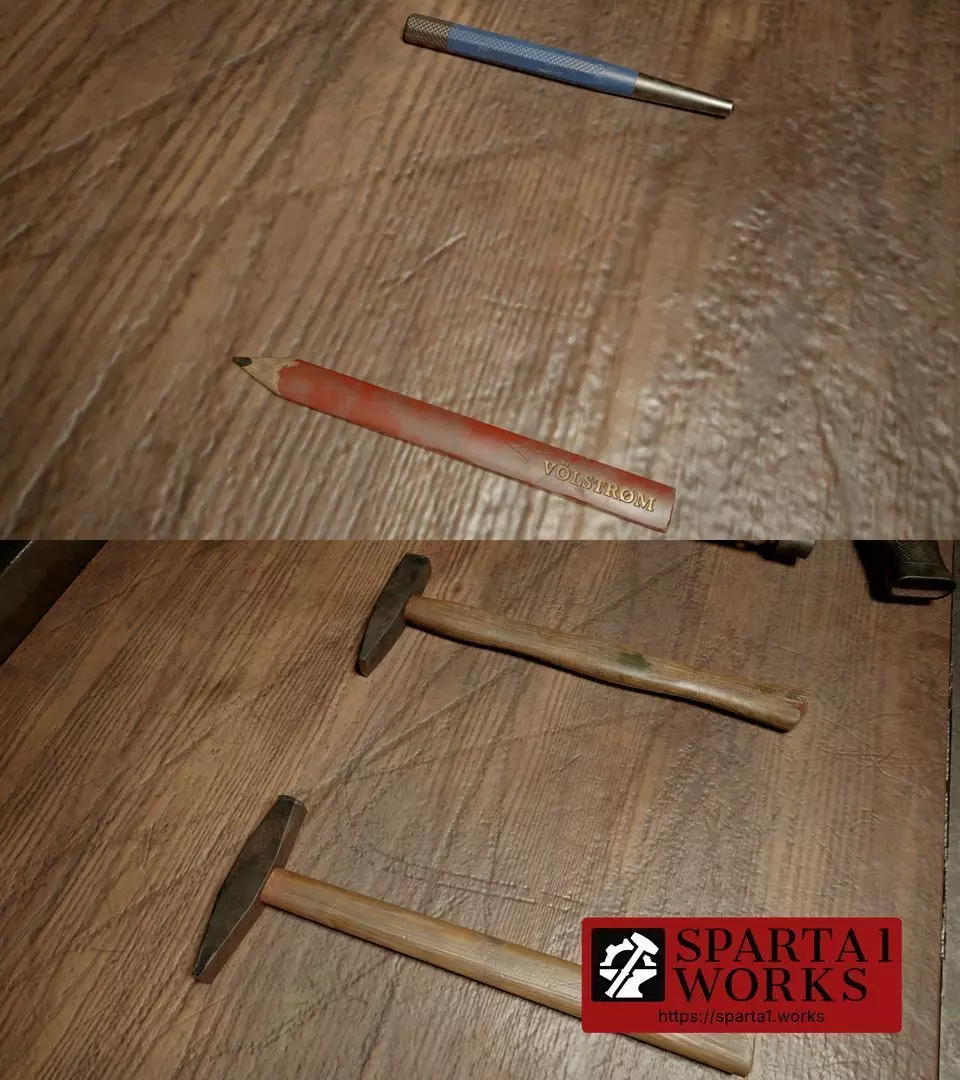 Old Toolbox - 33 tools asset pack Low-poly 3D model_9