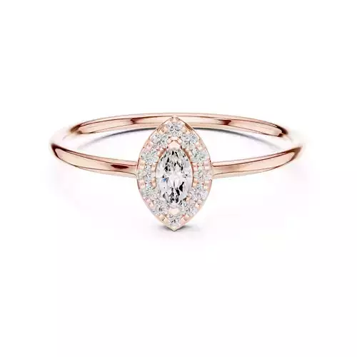 Marquise Cut Halo Diamond Engagement Wedding Ring 3DM STL Video 3D print model