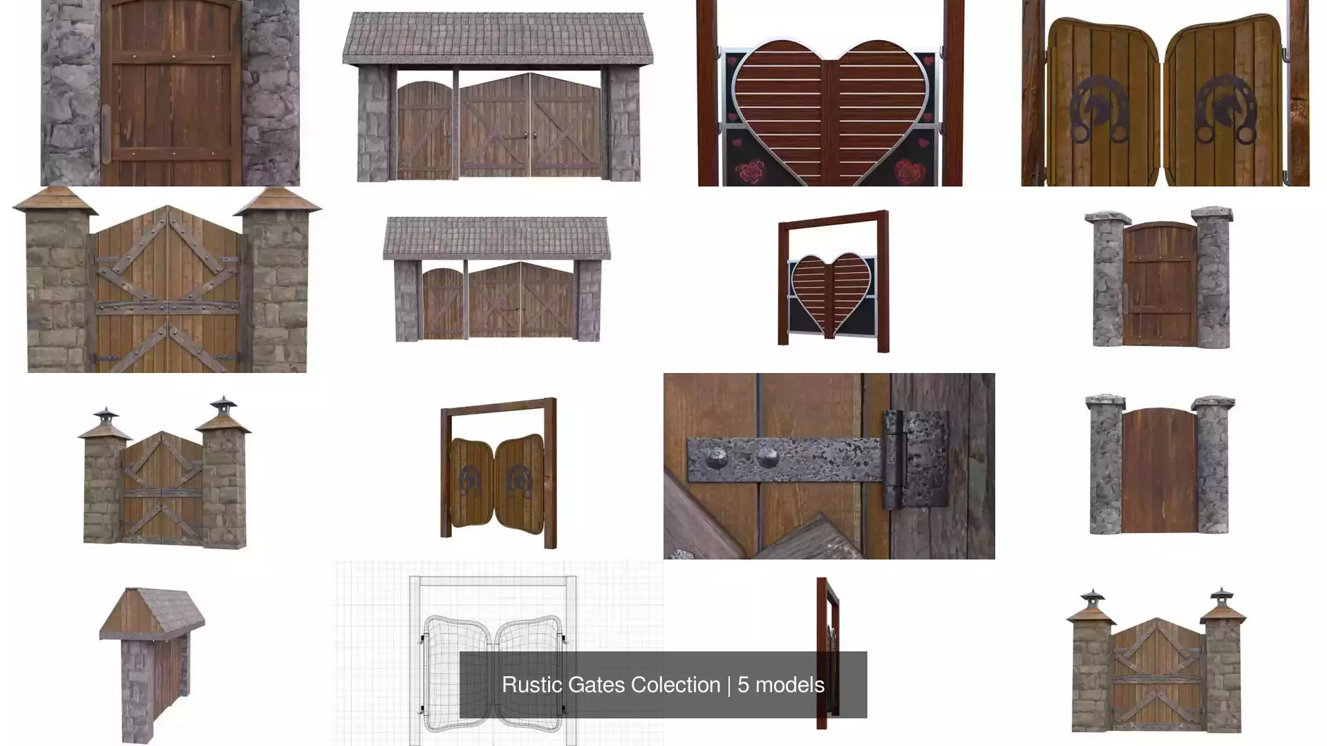 Rustic Gates Colection 3D Model Collection_1