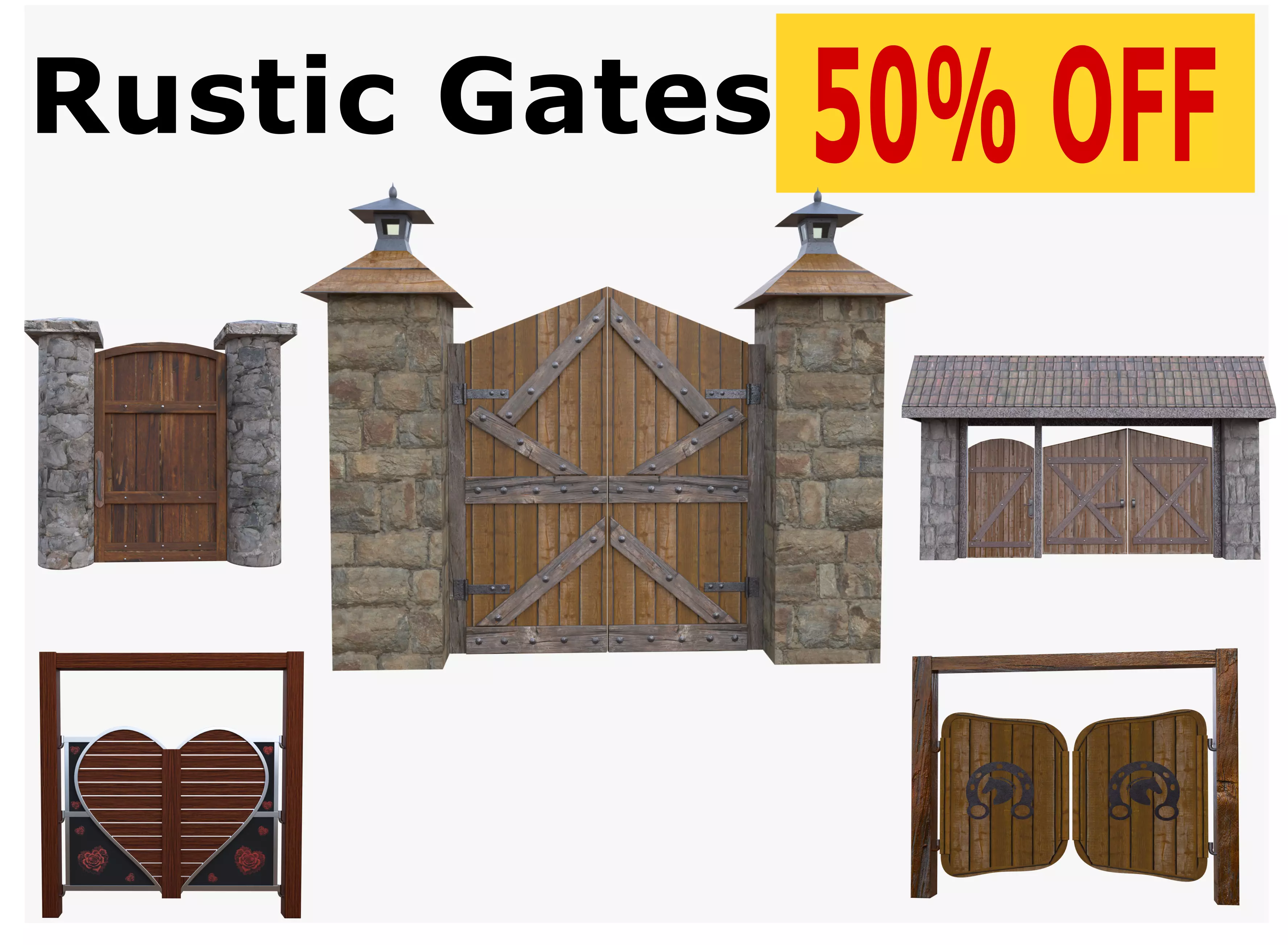 Rustic Gates Colection 3D Model Collection_6
