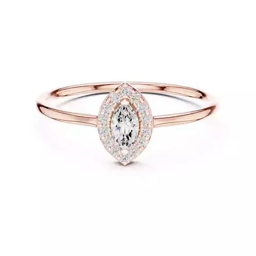 Marquise Cut Halo Diamond Engagement Wedding Ring 3DM STL Video