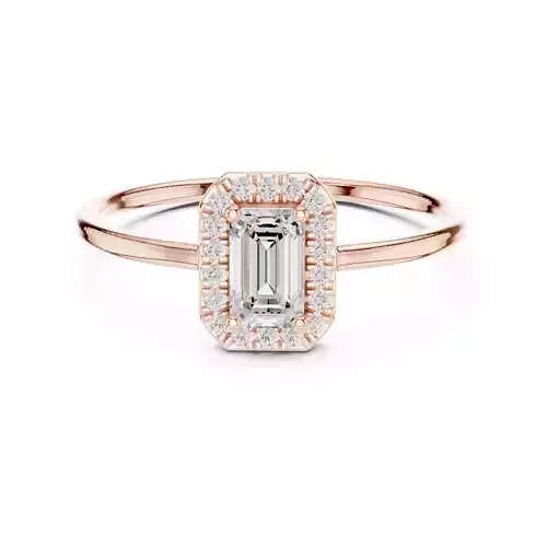 Emerald Cut Halo Diamond Engagement Wedding Ring 3DM STL Video