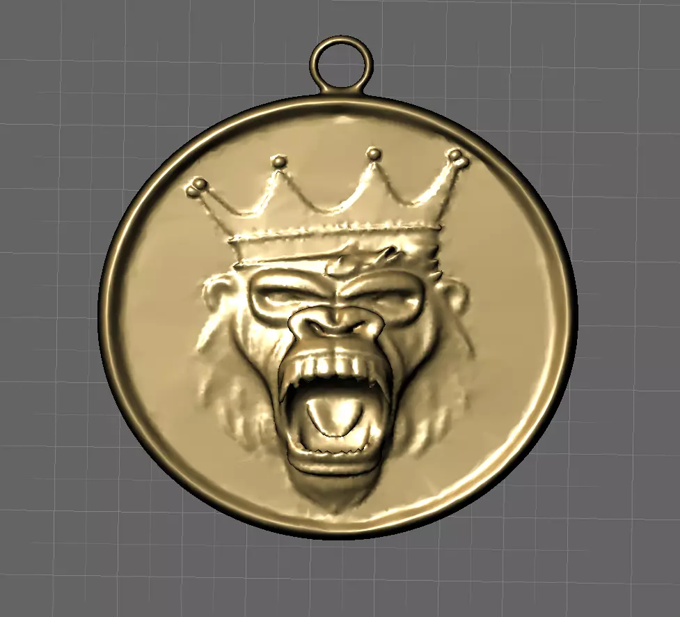Gorilla Head Pendant 3D print model_0