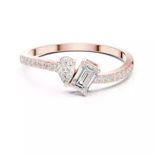Emerald Pear Diamond Curved Engagement Ring 3DM STL Video